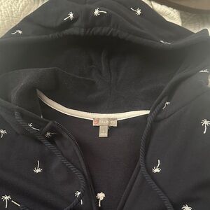 Talbots Dark Blue Hoodie with White Embroidery palm trees L